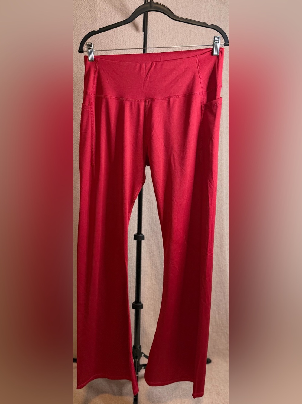 SHEIN Red High Waist Yoga Pants XL 12 Side Pockets Athletic Leggings
